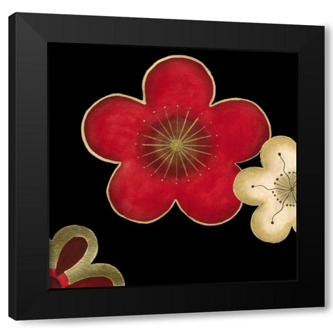 Pop Blossoms in Red II Black Modern Wood Framed Art Print with Double Matting by Vess, June Erica