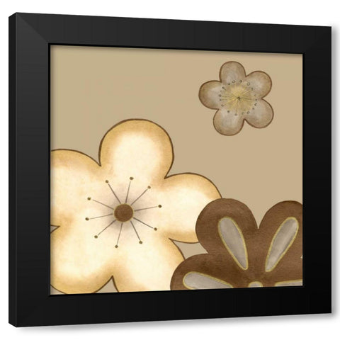 Pop Blossoms in Neutral I Black Modern Wood Framed Art Print by Vess, June Erica