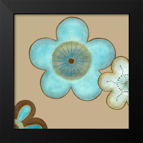 Pop Blossoms in Blue II Black Modern Wood Framed Art Print by Vess, June Erica
