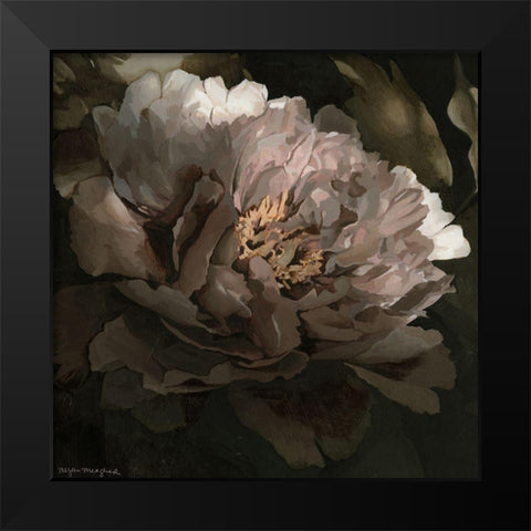 Moonlit Peony I Black Modern Wood Framed Art Print by Meagher, Megan