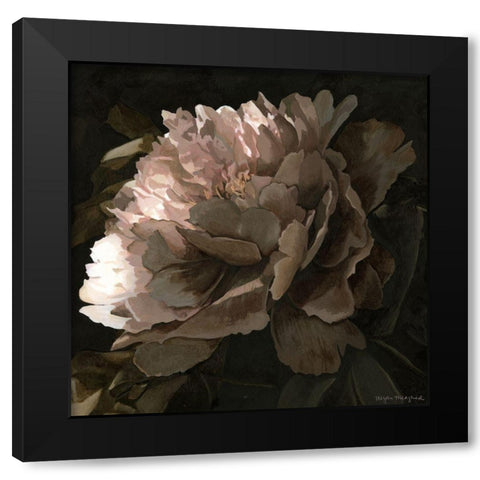 Moonlit Peony II Black Modern Wood Framed Art Print by Meagher, Megan