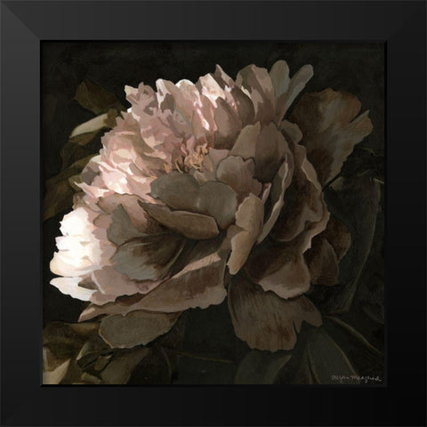 Moonlit Peony II Black Modern Wood Framed Art Print by Meagher, Megan