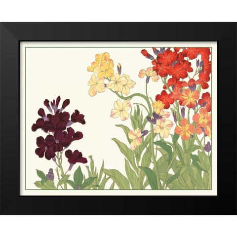 Japanese Flower Garden I Black Modern Wood Framed Art Print by Konan, Tanigami