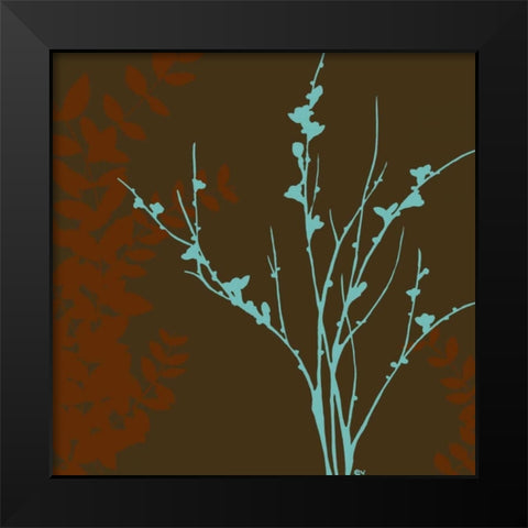 Blue Bough I Black Modern Wood Framed Art Print by Vess, June Erica