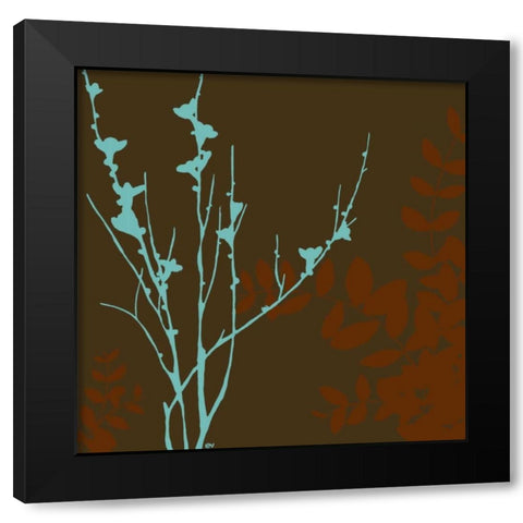 Blue Bough II Black Modern Wood Framed Art Print with Double Matting by Vess, June Erica