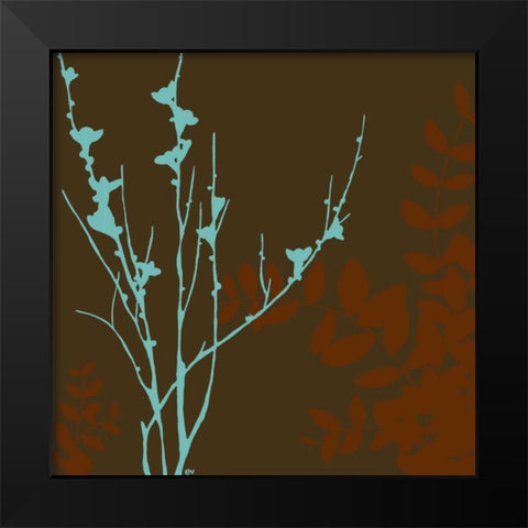 Blue Bough II Black Modern Wood Framed Art Print by Vess, June Erica