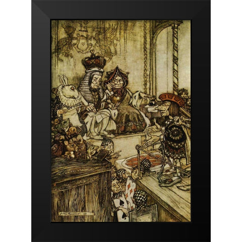 Who Stole The Tarts  Black Modern Wood Framed Art Print by Rackham