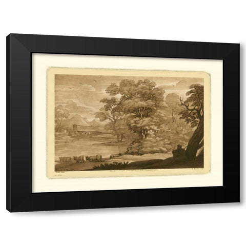 Pastoral Landscape II Black Modern Wood Framed Art Print with Double Matting by Lorraine, Claude