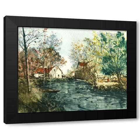 Autumn Landscape III Black Modern Wood Framed Art Print with Double Matting by Vision Studio