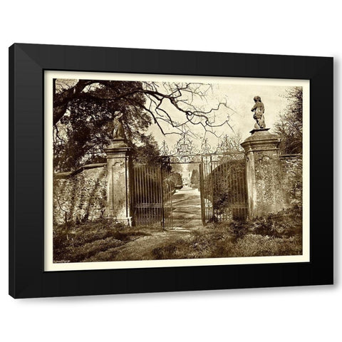 Sepia Garden View I Black Modern Wood Framed Art Print with Double Matting by unknown