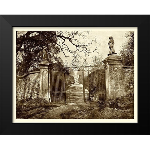 Sepia Garden View I Black Modern Wood Framed Art Print by unknown