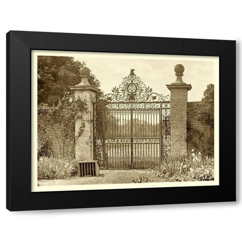 Sepia Garden View II Black Modern Wood Framed Art Print with Double Matting by unknown