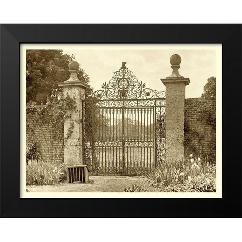Sepia Garden View II Black Modern Wood Framed Art Print by unknown