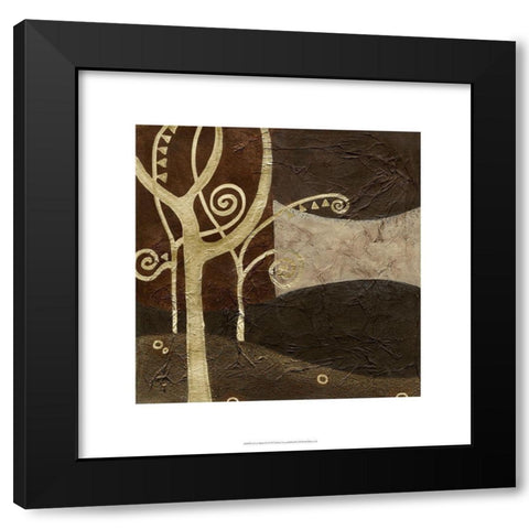 Sylvan Spirals III Black Modern Wood Framed Art Print by Vess, June Erica