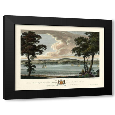 Powderham Castle Black Modern Wood Framed Art Print with Double Matting by Polwhele, Richard