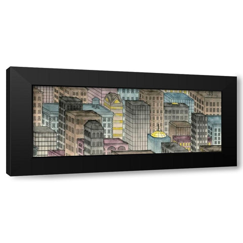 City by Night II Black Modern Wood Framed Art Print with Double Matting by Swinford, Charles
