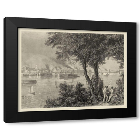 Scenic City Views IV Black Modern Wood Framed Art Print with Double Matting by Warren, A.C.