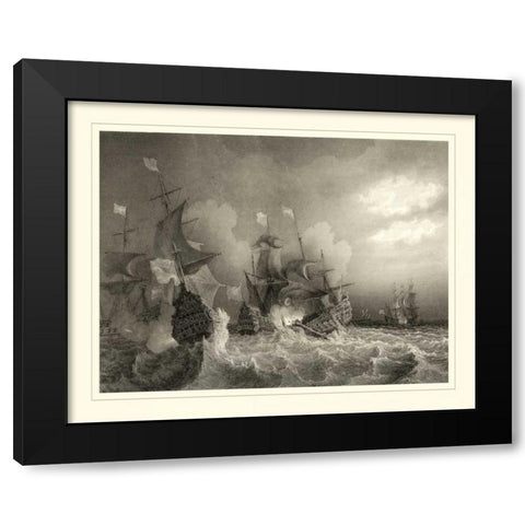 Ships at Sea I Black Modern Wood Framed Art Print by Gudin