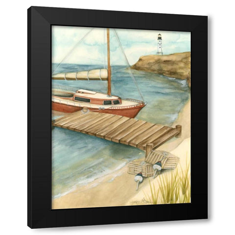 Shoreline Dock II Black Modern Wood Framed Art Print with Double Matting by Goldberger, Jennifer