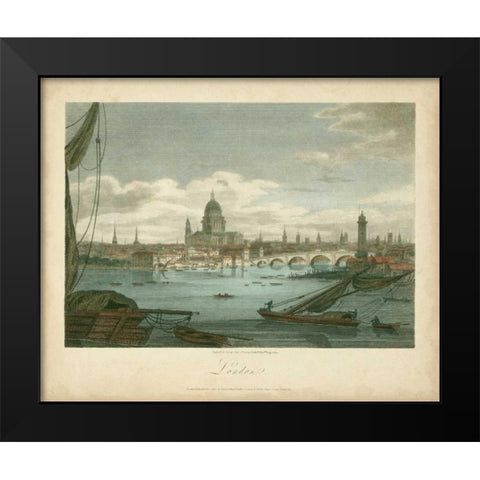 View of London Black Modern Wood Framed Art Print by Greig, J.