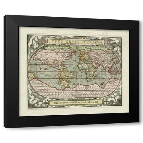 Typvs Orbis Map Black Modern Wood Framed Art Print with Double Matting by Unknown