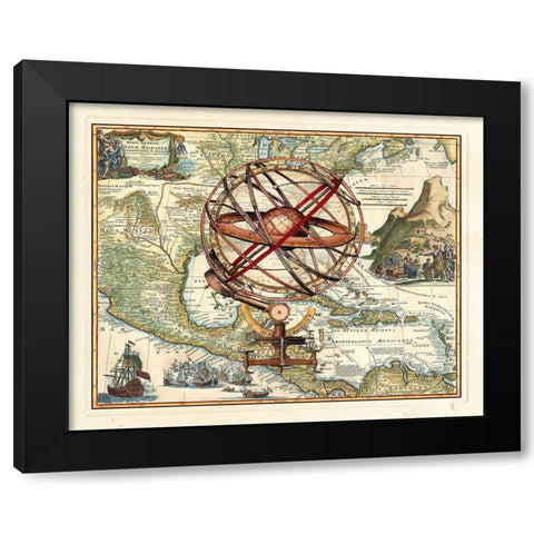 Nova Hispania Black Modern Wood Framed Art Print by unknown