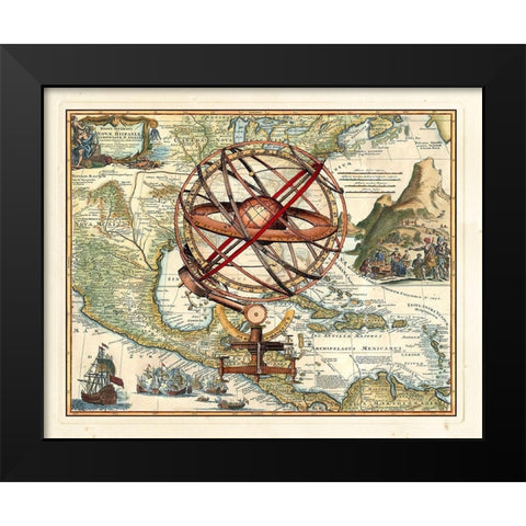 Nova Hispania Black Modern Wood Framed Art Print by unknown