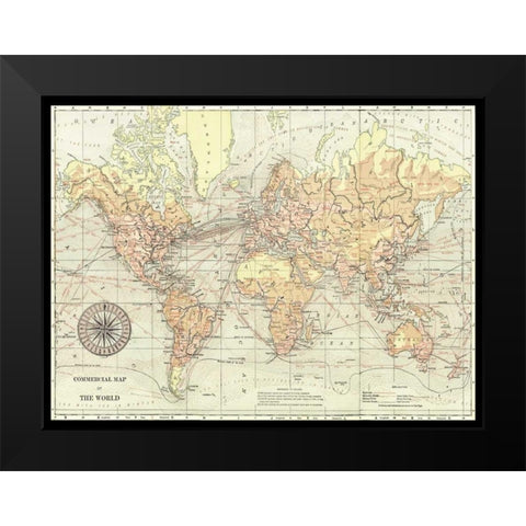 World Map II Black Modern Wood Framed Art Print by Vision Studio