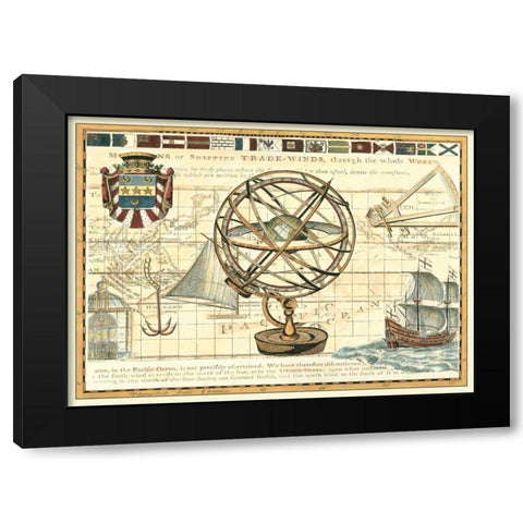 Nautical Map I Black Modern Wood Framed Art Print with Double Matting by Vision Studio
