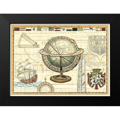 Nautical Map II Black Modern Wood Framed Art Print by Vision Studio