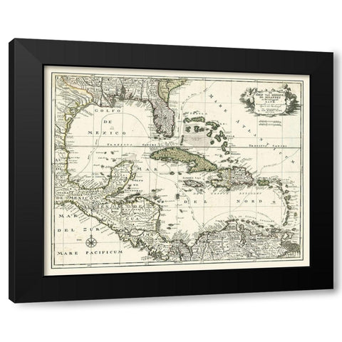 Map of the Gulf of Mexico Black Modern Wood Framed Art Print by unknown