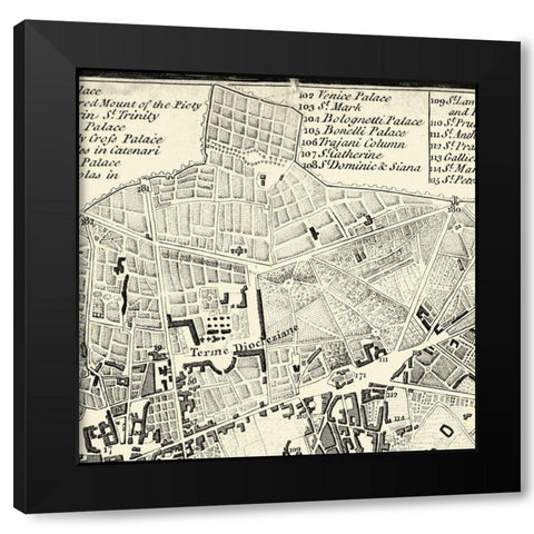 City of Rome Grid II Black Modern Wood Framed Art Print by Vision Studio