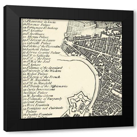 City of Rome Grid IV Black Modern Wood Framed Art Print by Vision Studio