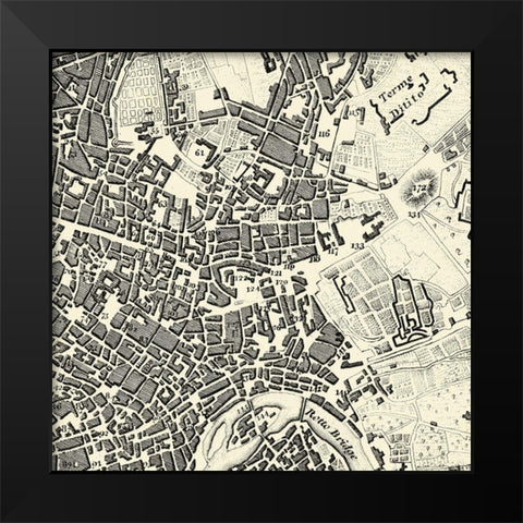 City of Rome Grid V Black Modern Wood Framed Art Print by Vision Studio