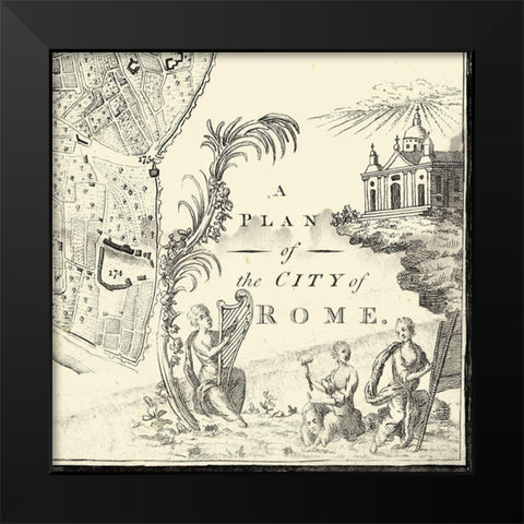 City of Rome Grid IX Black Modern Wood Framed Art Print by Vision Studio