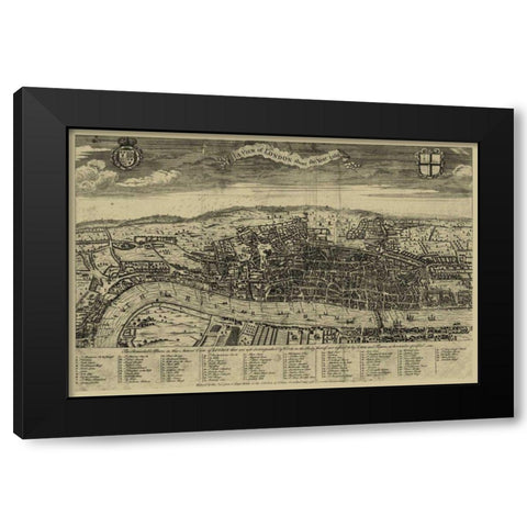 Birds Eye View of London Black Modern Wood Framed Art Print by Vision Studio