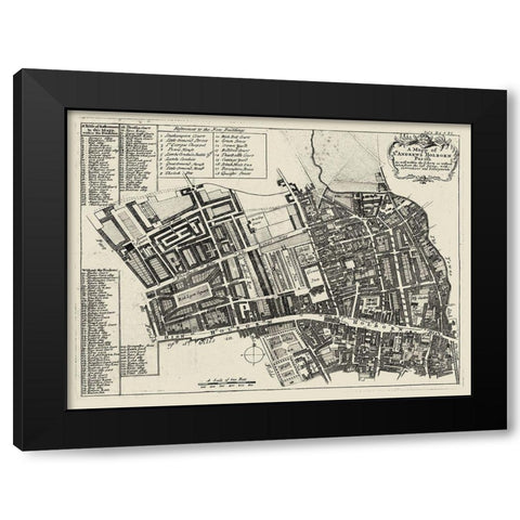 Quays of London I Black Modern Wood Framed Art Print with Double Matting by Unknown