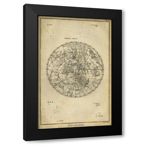 Antique Astronomy Chart II Black Modern Wood Framed Art Print by Diderot, Denis