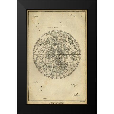 Antique Astronomy Chart II Black Modern Wood Framed Art Print by Diderot, Denis