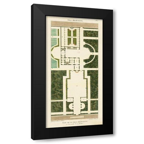 Plan de la Villa Bolognetti Black Modern Wood Framed Art Print with Double Matting by Bonnard