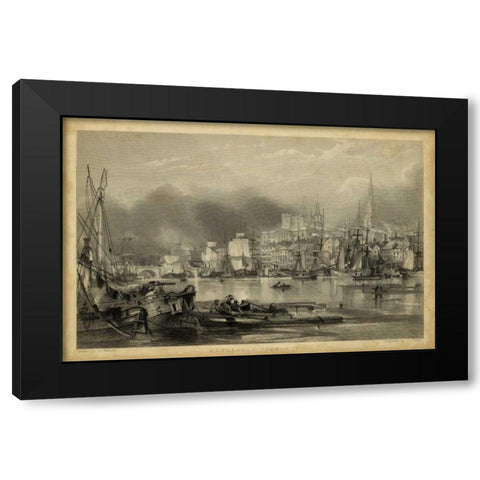Newcastle Upon Tyne Black Modern Wood Framed Art Print with Double Matting by Balmer, G.