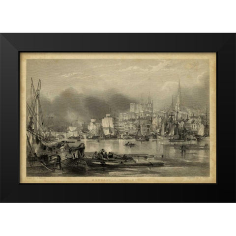 Newcastle Upon Tyne Black Modern Wood Framed Art Print by Balmer, G.