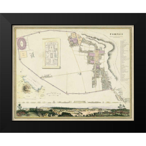 Map of Pompeii Black Modern Wood Framed Art Print by Nicholson, T.E.