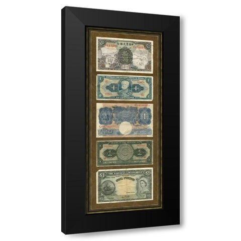 Foreign Currency Panel II Black Modern Wood Framed Art Print by Unknown