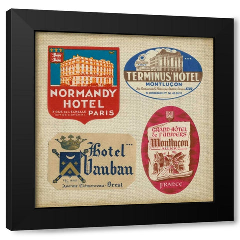 Vintage Travel Collage III Black Modern Wood Framed Art Print with Double Matting by Vision Studio