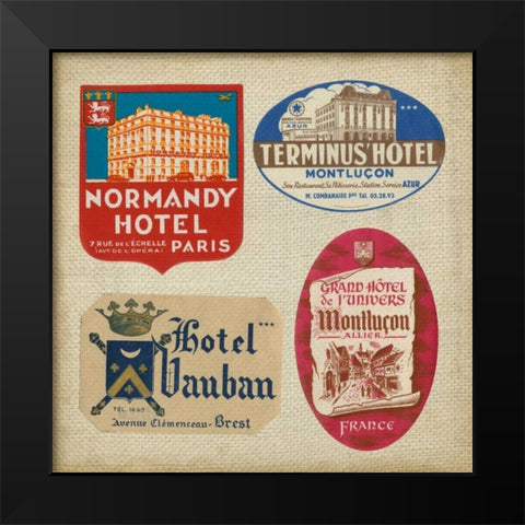 Vintage Travel Collage III Black Modern Wood Framed Art Print by Vision Studio