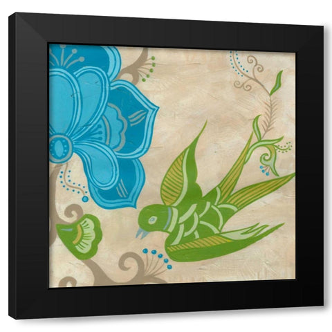 Songbird Fresco II Black Modern Wood Framed Art Print by Vess, June Erica