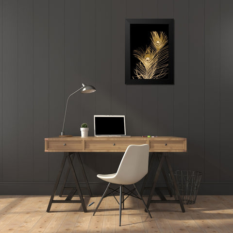 Plumes Dor II Black Modern Wood Framed Art Print by Johnson, Jason