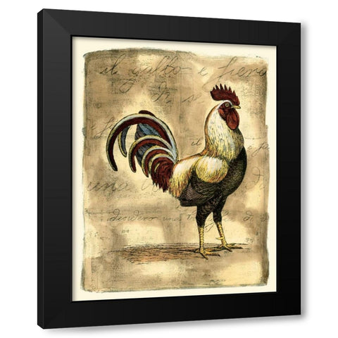 Tuscany Rooster I Black Modern Wood Framed Art Print with Double Matting by Bookman, D.