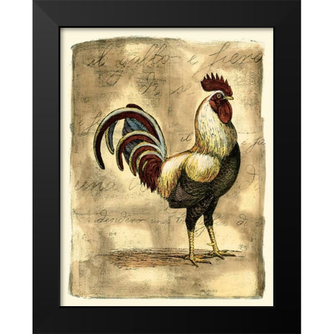 Tuscany Rooster I Black Modern Wood Framed Art Print by Bookman, D.